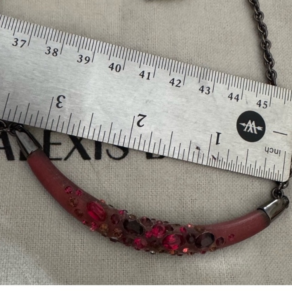 Alexis Bittar Red and Pink Beaded Necklace in Gunmetal Setting. Rare NWT. - Picture 5 of 7